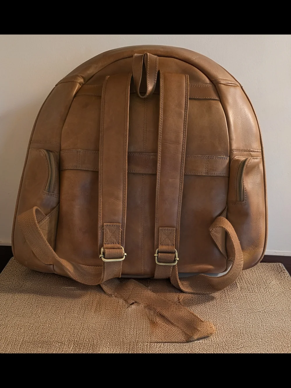 Rawlings Brown Leather Backpack with Front Zip Pocket